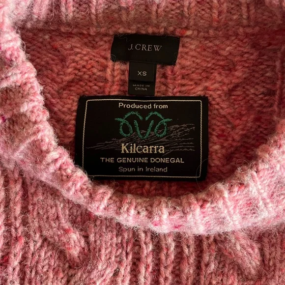 J. Crew Kilcarra Donegal Cable Knit Crewneck Sweater, XS - Picture 4 of 9